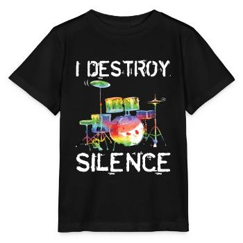 Drummer Destroy Silence - Stanley/Stella MINI CREATOR Kids’ T-Shirt - black - Front - Mikhail (115cm)
