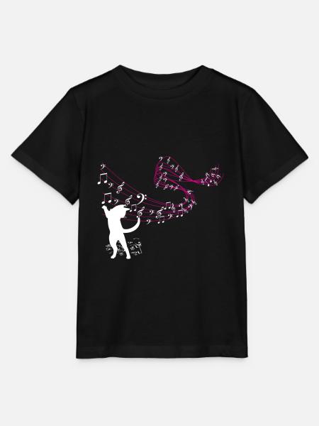 Cat attrape des notes de musique - T-shirt bio MINI CREATOR Stanley/Stella Enfant - noir