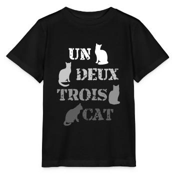 French cats Un Deux Trois Cat - Stanley/Stella MINI CREATOR Kids’ T-Shirt - black - Front - Mikhail (115cm)