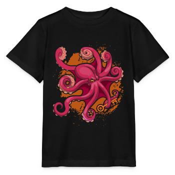 Oktopus - Stanley/Stella Kinder T-Shirt MINI CREATOR  - Schwarz - Vorne - Mikhail (115cm)