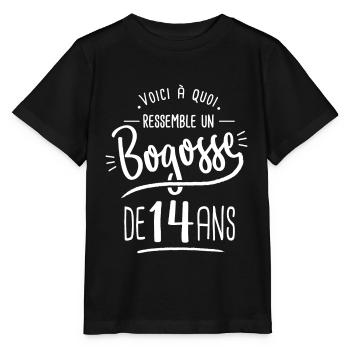 anniversaire 14 ans bogosse cadeau humour 14 ans - T-shirt bio MINI CREATOR Stanley/Stella Enfant - noir - Devant - Mikhail (115cm)