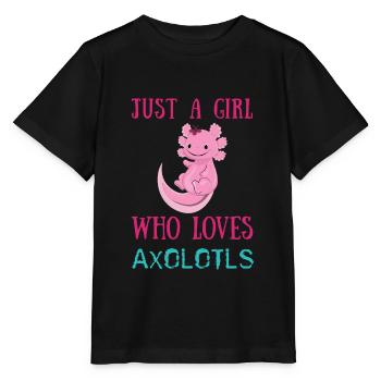Girl Loves Axolotls Cute Fish Kawaii Axolotl - Stanley/Stella MINI CREATOR Kids’ T-Shirt - black - Front - Mikhail (115cm)