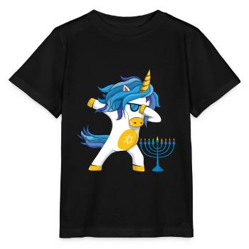 Rainbow Unicorn Jew Menorah Happy Hanukkah - Stanley/Stella Kinder T-Shirt MINI CREATOR  - Schwarz - Vorne - Mikhail (115cm)