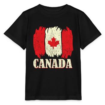 Maple Canada Flag Proud Canadian Canada Day - Stanley/Stella Kinder T-Shirt MINI CREATOR  - Schwarz - Vorne - Mikhail (115cm)