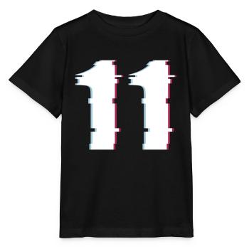 11 Eleven Eleven Number Effect Distorted Number - Stanley/Stella MINI CREATOR Kids’ T-Shirt - black - Front - Mikhail (115cm)