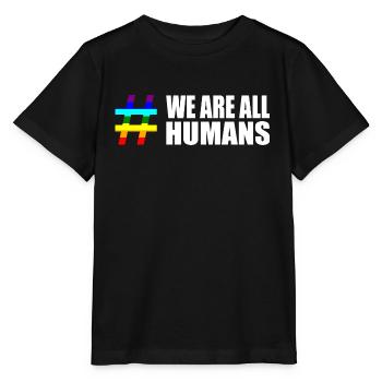 Menschenrechte Vielfalt Spruch Sprüche Regenbogen - Stanley/Stella Kinder T-Shirt MINI CREATOR  - Schwarz - Vorne - Mikhail (115cm)
