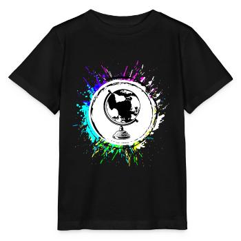 Globus symbol travel - Stanley/Stella Kinder T-Shirt MINI CREATOR  - Schwarz - Vorne - Mikhail (115cm)