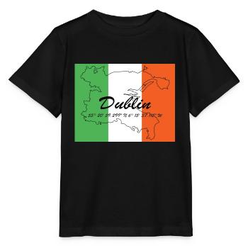 Dublin - Hauptstadt mit GPS & Flagge - Stanley/Stella Kinder T-Shirt MINI CREATOR  - Schwarz - Vorne - Mikhail (115cm)