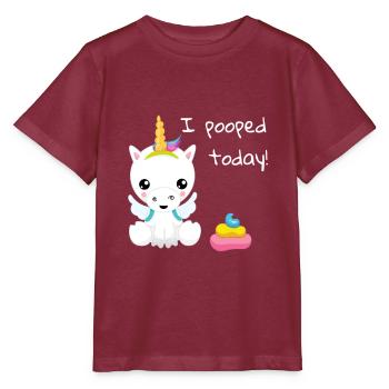 J'ai fait caca aujourd'hui une licorne blanche mignonne - T-shirt bio MINI CREATOR Stanley/Stella Enfant - bordeaux - Devant - Kain (125cm)