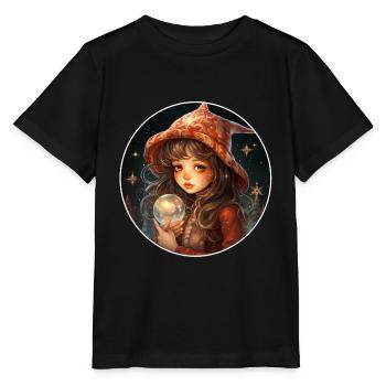 Dreamy girl with snow globe at Christmas - Stanley/Stella MINI CREATOR Kids’ T-Shirt - black - Front - Mikhail (115cm)
