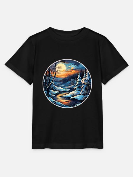 Winterlandschaft - Stanley/Stella Kinder T-Shirt MINI CREATOR - Schwarz