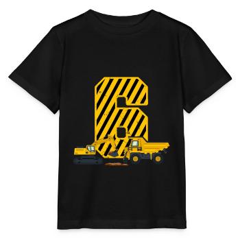 Bagger 6. Geburtstag Junge 6 Jahre Baustelle - Stanley/Stella Kinder T-Shirt MINI CREATOR  - Schwarz - Vorne - Mikhail (115cm)