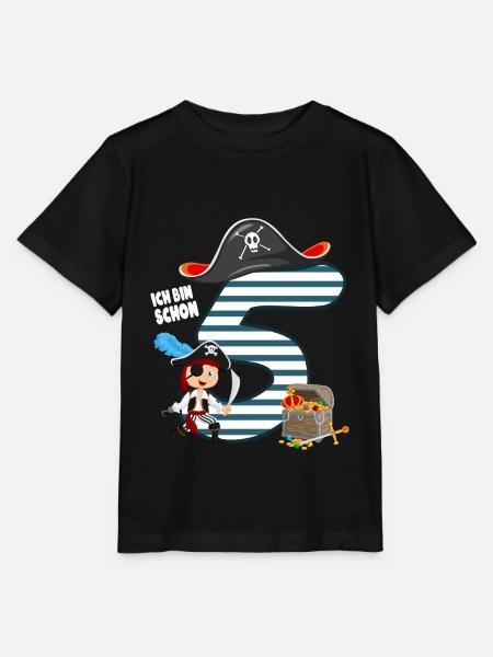 5 Jahre alt Geburtstag Junge Pirat Party Geschenk - Stanley/Stella Kinder T-Shirt MINI CREATOR  - Schwarz