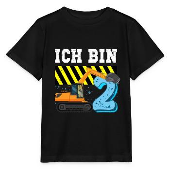 Bagger 2. Geburtstag Junge 2 Jahre Baustelle - Stanley/Stella Kinder T-Shirt MINI CREATOR  - Schwarz - Vorne - Mikhail (115cm)
