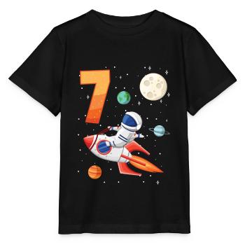 Astronaute 7e anniversaire de l'espace extra-atmosphérique pour garçon - T-shirt bio MINI CREATOR Stanley/Stella Enfant - noir - Devant - Mikhail (115cm)