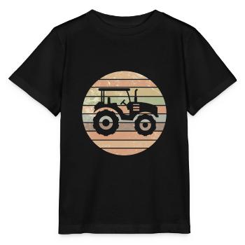 Traktor Bauer Trekker Landwirt Retro Geschenk - Stanley/Stella Kinder T-Shirt MINI CREATOR  - Schwarz - Vorne - Mikhail (115cm)