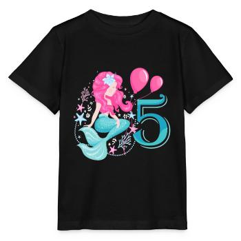 5e anniversaire de sirène Cinq ans - T-shirt bio MINI CREATOR Stanley/Stella Enfant - noir - Devant - Mikhail (115cm)