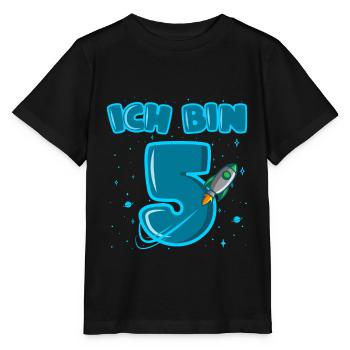 5. Geburtstag Rakete Weltraum Jungen 5 Jahre - Stanley/Stella Kinder T-Shirt MINI CREATOR  - Schwarz - Vorne - Mikhail (115cm)