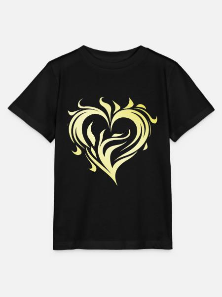 Herz Gold Flamme - Stanley/Stella Kinder T-Shirt MINI CREATOR - Schwarz