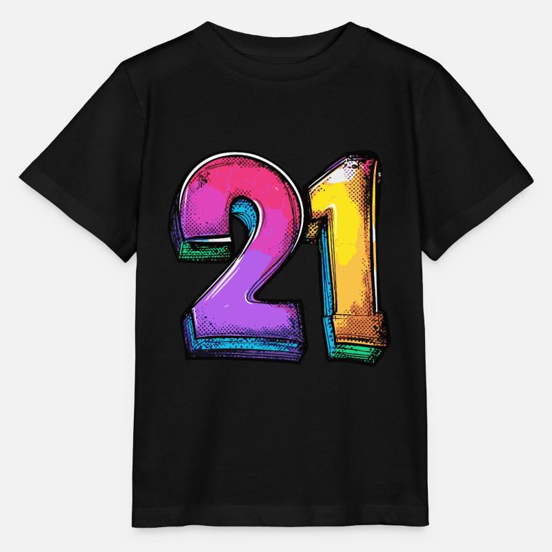 21 Number Colorful - Stanley/Stella MINI CREATOR Kids’ T-Shirt - black