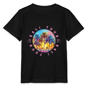 Bali Tour Palmen - Stanley/Stella Kinder T-Shirt MINI CREATOR  - Schwarz - Vorne - Mikhail (115cm)