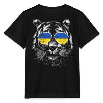 Ukraine Tiger Slava Ukraine Lunettes de soleil Drapeau - T-shirt bio MINI CREATOR Stanley/Stella Enfant - noir - Devant - Mikhail (115cm)
