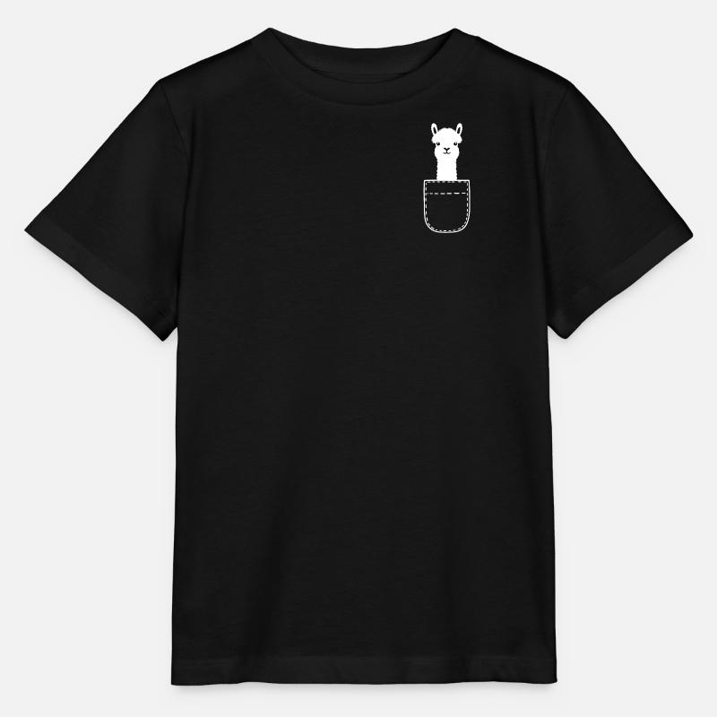 Alpaka in einer Pocket-Optik – Brusttasche - Stanley/Stella Kinder T-Shirt MINI CREATOR  - Schwarz