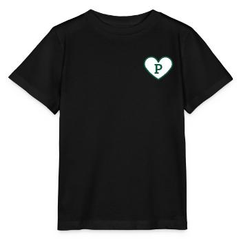 Lettre p cœur sport tendance vert - idée cadeau - T-shirt bio MINI CREATOR Stanley/Stella Enfant - noir - Devant - Mikhail (115cm)