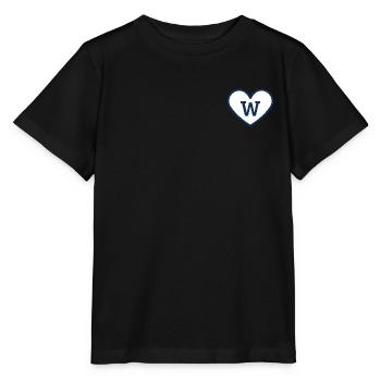Lettre w cœur sport tendance bleu - idée cadeau - T-shirt bio MINI CREATOR Stanley/Stella Enfant - noir - Devant - Mikhail (115cm)