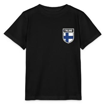 Finlande - Drapeau national dans les armoiries - T-shirt bio MINI CREATOR Stanley/Stella Enfant - noir - Devant - Mikhail (115cm)