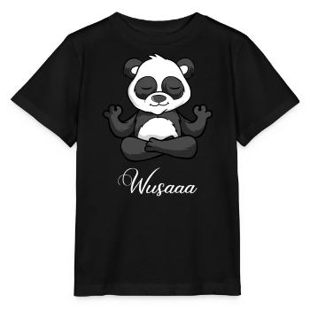 Auszeit Durchatmen Wusaaa Panda - Stanley/Stella Kinder T-Shirt MINI CREATOR  - Schwarz - Vorne - Mikhail (115cm)