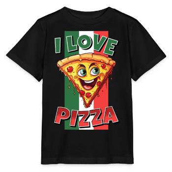 J’aime la pizza tranche de visage rit pizzeria - T-shirt bio MINI CREATOR Stanley/Stella Enfant - noir - Devant - Mikhail (115cm)