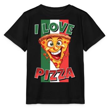 J’aime la pizza tranche de visage rit pizzeria - T-shirt bio MINI CREATOR Stanley/Stella Enfant - noir - Devant - Mikhail (115cm)