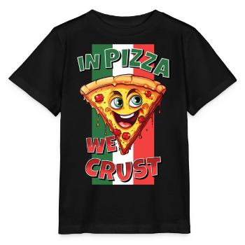 Dans Pizza Nous Croûte Pizza Tranche Visage Rire Drôle - T-shirt bio MINI CREATOR Stanley/Stella Enfant - noir - Devant - Mikhail (115cm)
