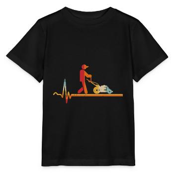 Vintage Herzschlag Rasenmäher Gartenarbeit Gärtner - Stanley/Stella Kinder T-Shirt MINI CREATOR  - Schwarz - Vorne - Mikhail (115cm)