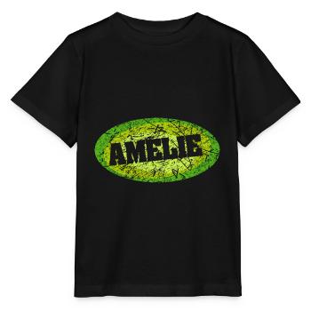 Retro Amelie mit Kratzer als Geschenkidee - Stanley/Stella Kinder T-Shirt MINI CREATOR  - Schwarz - Vorne - Mikhail (115cm)