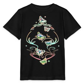 Schmetterlinge Ranken Ornamente Muster - Stanley/Stella Kinder T-Shirt MINI CREATOR  - Schwarz - Vorne - Mikhail (115cm)