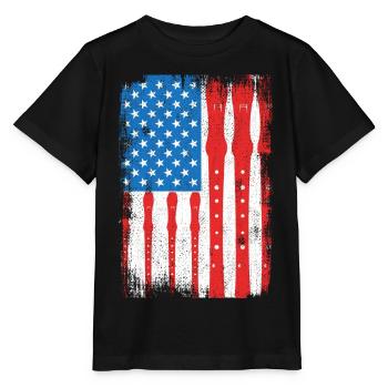 4 juillet USA Flûte - T-shirt bio MINI CREATOR Stanley/Stella Enfant - noir - Devant - Mikhail (115cm)