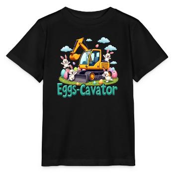 Eggs Cavator Easter Bunny Excavator Egg Circle - Stanley/Stella MINI CREATOR Kids’ T-Shirt - black - Front - Mikhail (115cm)