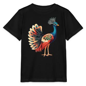 Pfaue Pfau - Stanley/Stella Kinder T-Shirt MINI CREATOR  - Schwarz - Vorne - Mikhail (115cm)