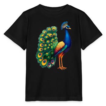 Pfaue Pfau - Stanley/Stella Kinder T-Shirt MINI CREATOR  - Schwarz - Vorne - Mikhail (115cm)