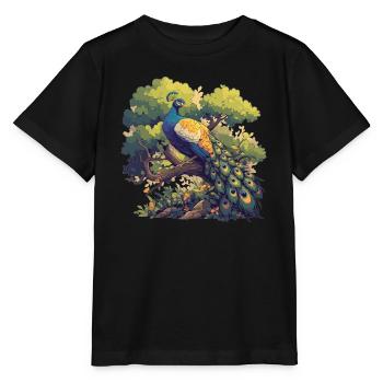 Pfaue Pfau - Stanley/Stella Kinder T-Shirt MINI CREATOR  - Schwarz - Vorne - Mikhail (115cm)