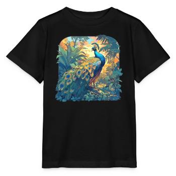 Pfaue Pfau - Stanley/Stella Kinder T-Shirt MINI CREATOR  - Schwarz - Vorne - Mikhail (115cm)
