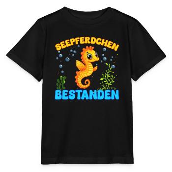 Mädchen Seepferdchen bestanden Kinder - Stanley/Stella Kinder T-Shirt MINI CREATOR  - Schwarz - Vorne - Mikhail (115cm)