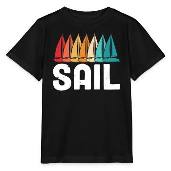 Voile dériveur voilier capitaine de mer Rétro drôle - T-shirt bio MINI CREATOR Stanley/Stella Enfant - noir - Devant - Mikhail (115cm)