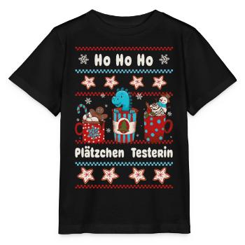 Hohoho Cookie Tester Noël avec Dino - T-shirt bio MINI CREATOR Stanley/Stella Enfant - noir - Devant - Mikhail (115cm)