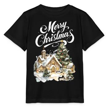 Winterdorf Weihnachtstraum Szene - Stanley/Stella Kinder T-Shirt MINI CREATOR  - Schwarz - Vorne - Mikhail (115cm)