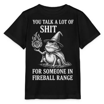 Fireball Range – Funny Frog Magician RPG - Stanley/Stella MINI CREATOR Kids’ T-Shirt - black - Front - Mikhail (115cm)