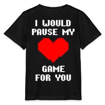 Je mettrais ma partie en pause pour toi, cœur d’amour joueur - T-shirt bio MINI CREATOR Stanley/Stella Enfant - noir - Devant - Mikhail (115cm)