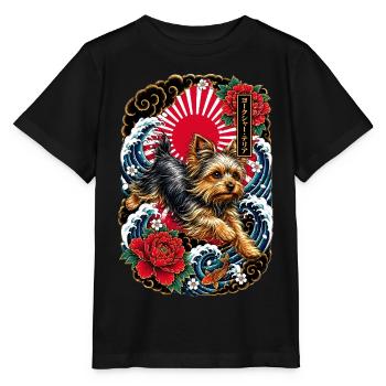 Yorkshire Terrier im Japan Tattoo Stil - Stanley/Stella Kinder T-Shirt MINI CREATOR  - Schwarz - Vorne - Mikhail (115cm)